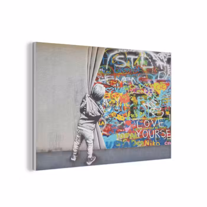 Akoestisch schilderij - Graffiti - Illusie - Jongen - Street art