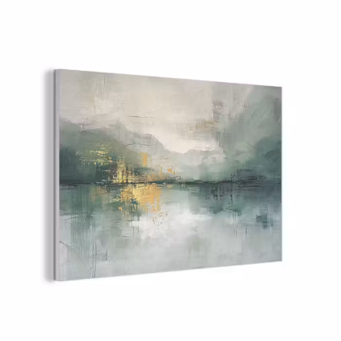 Akoestisch schilderij - Groen - Modern - Abstract - Goud