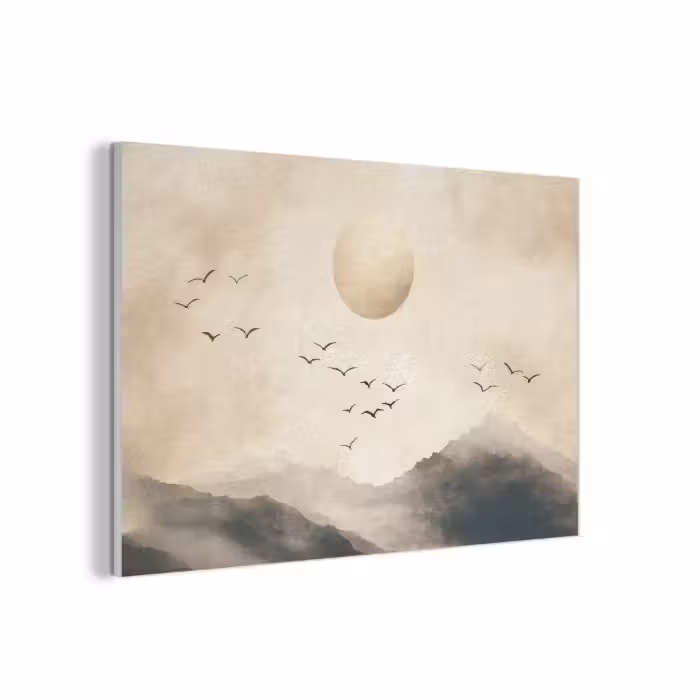 Akoestisch schilderij - Landschap - Japandi - vogel