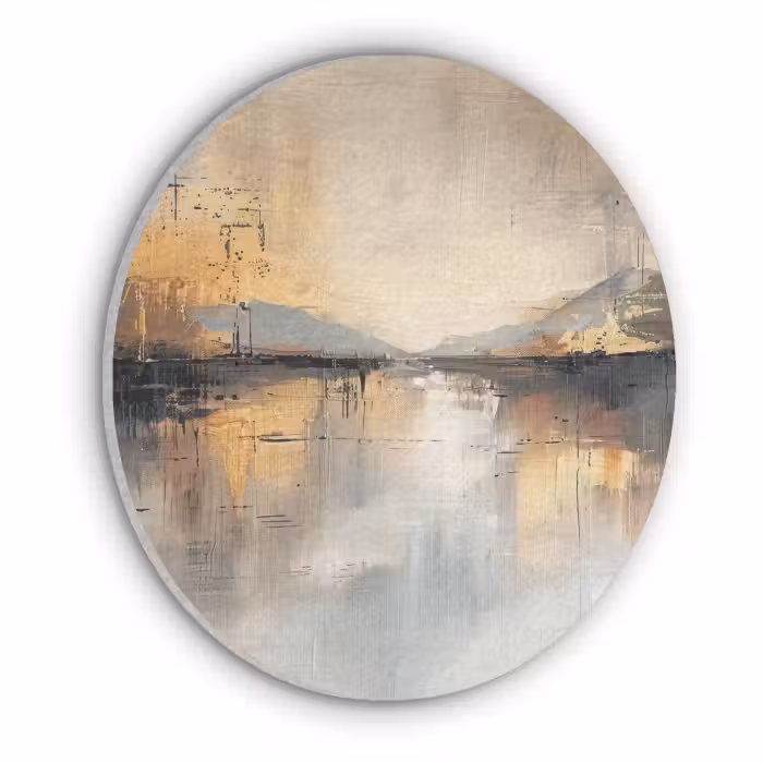 Akoestisch schilderij rond - Abstract - Modern - Beige - Aesthetic - Goud