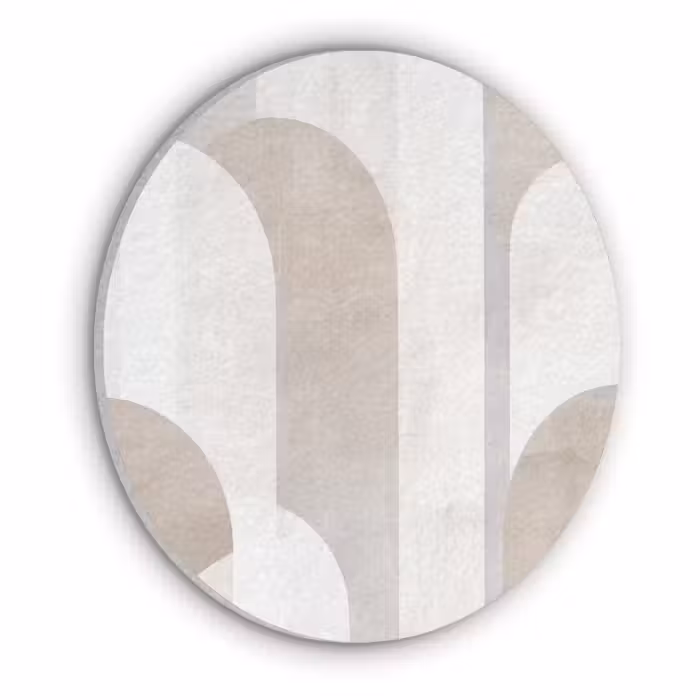Akoestisch schilderij rond - Abstracte bogen - Modern - Beige