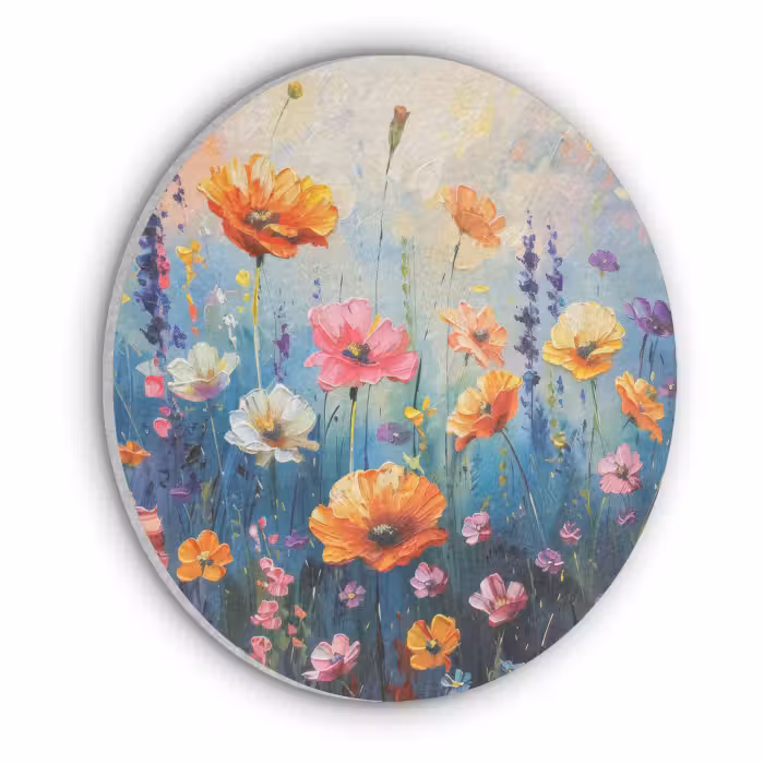Akoestisch schilderij rond - Bloemen - Natuur - Waterverf - Kunst