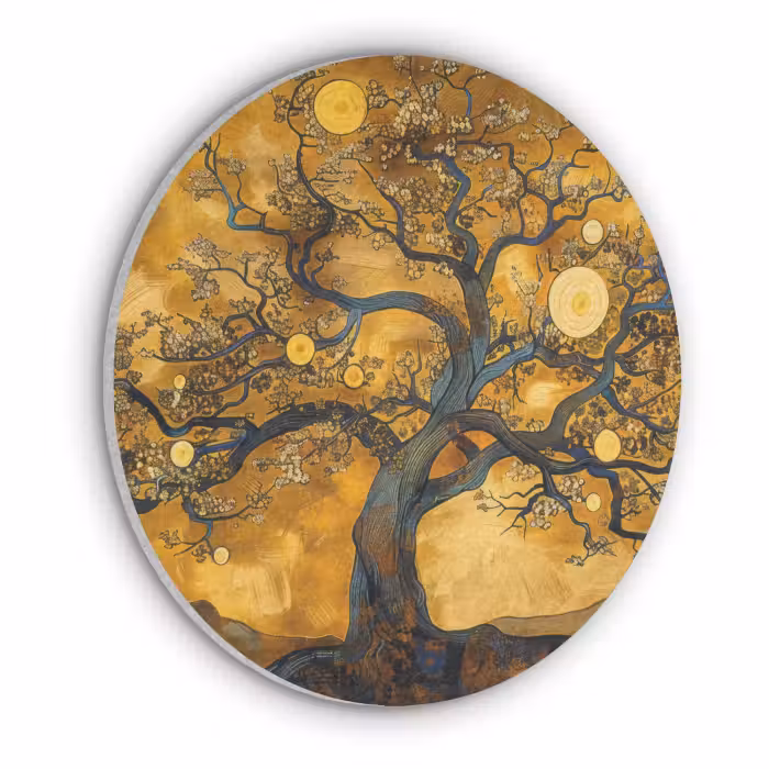 Akoestisch schilderij rond - Boom - Levensboom - Abstract - Goud