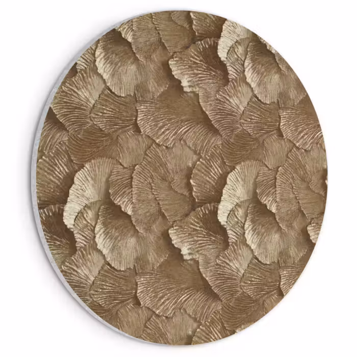 Akoestisch schilderij rond - Organisch - Patroon - Bladeren - Goud