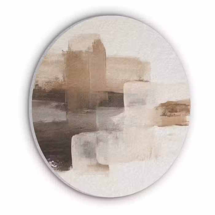 Akoestisch schilderij rond - Penseelstreken - Abstract landschap - Rust