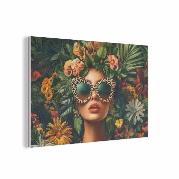 Akoestisch schilderij - Vrouw - Panterprint - Jungle - Natuur - Luxe