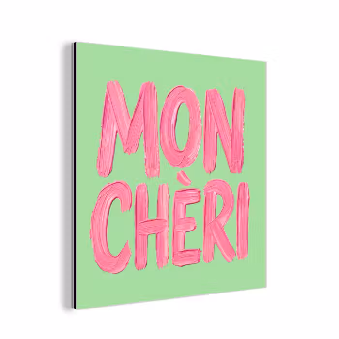 Aluminium schilderij - Mon cheri - Groen - Roze