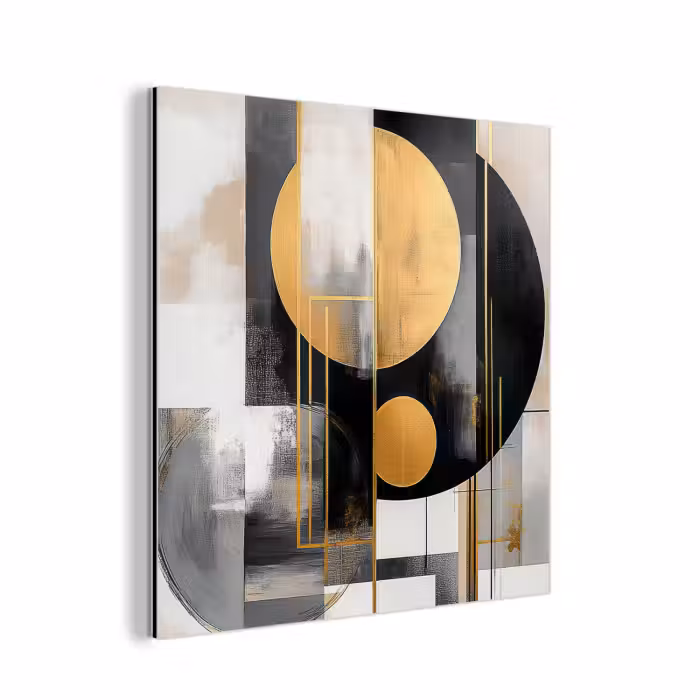 Aluminium schilderij - Abstract - Goud - Zilver - Vormen - Aesthetic - Modern