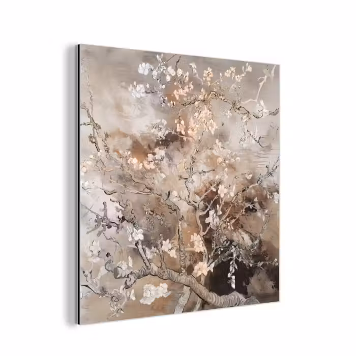 Aluminium schilderij - Amandelbloesem - Kunst - Van Gogh - Beige - Abstract