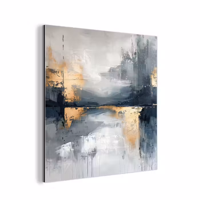 Aluminium schilderij - Kunst - Grijs - Goud - Abstract