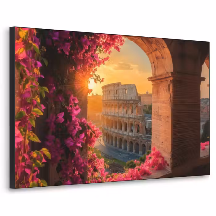 Art Frame - Colosseum - Rome - Roze Bloemen