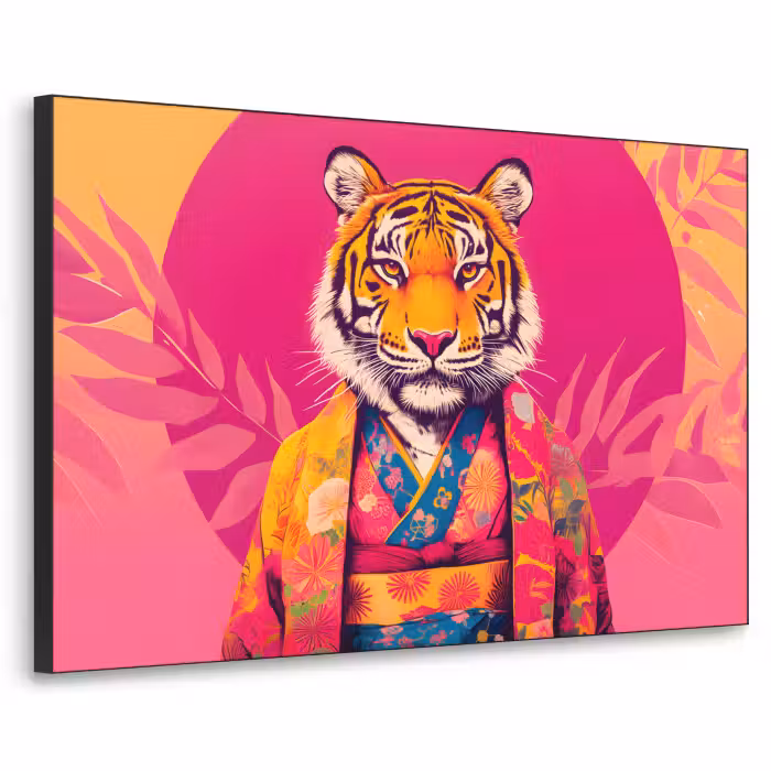 Art Frame - Tijger - Kimono - Planten - Roze