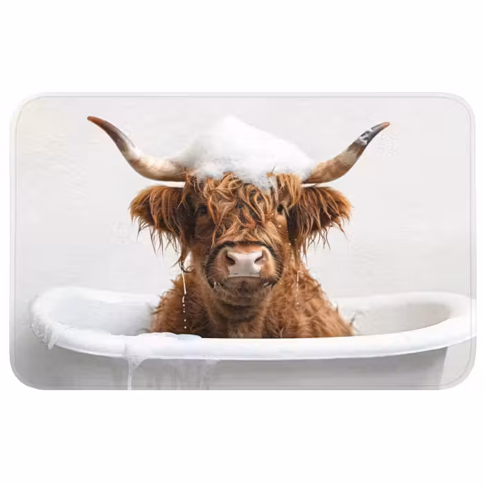 Badmat - Schotse Hooglander - Bad - Koe - Dieren - Schuim