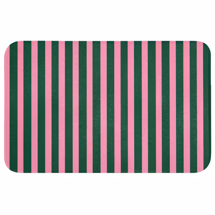 Badmat - Verticale strepen - Groen - Roze