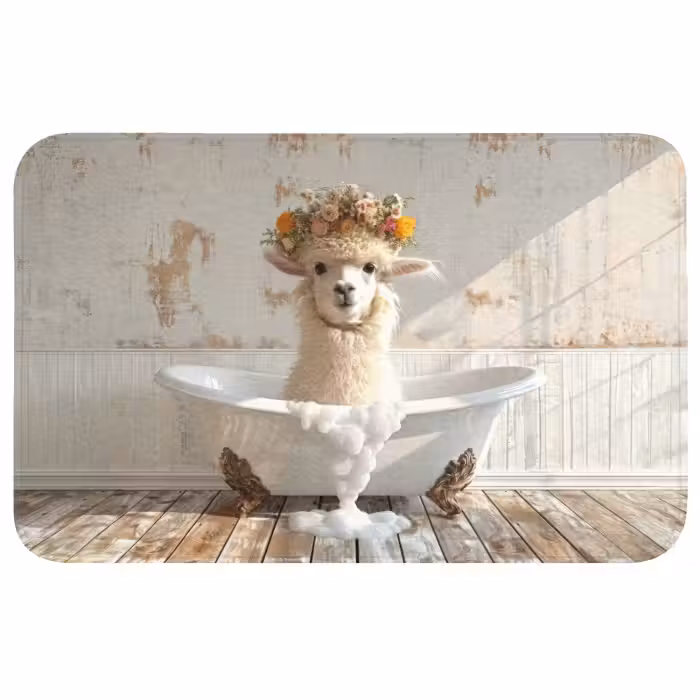 Badmat - Vintage - Alpaca - Badkuip - Bloemen - Dieren