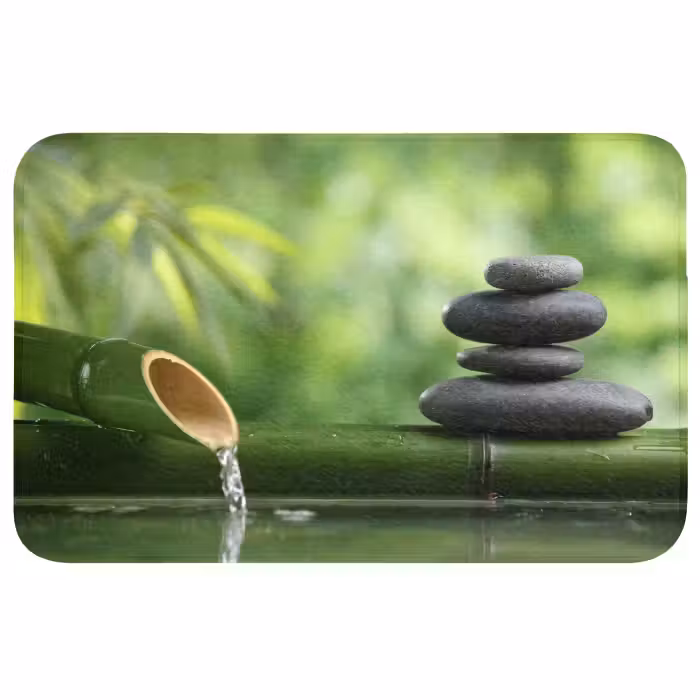 Badmat - Zen - Stenen - Groen - Natuur - Bamboe