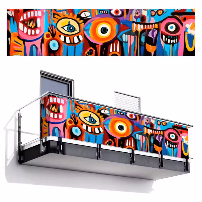 Balkonscherm - Abstract - Gezicht - Kleurrijk