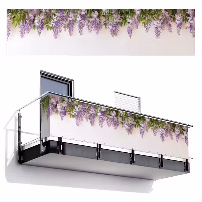 Balkonscherm - Blauwe regen - Bloemen - Paars
