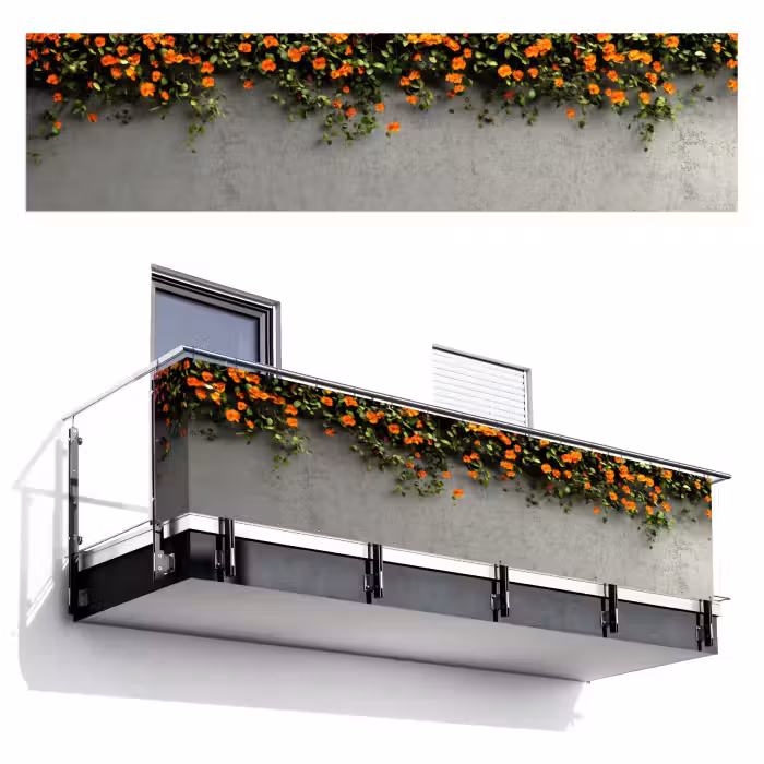 Balkonscherm - Bloemen - Muur - Oranje