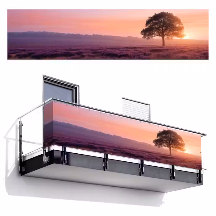 Balkonscherm - Boom - Heide - Zonsopgang