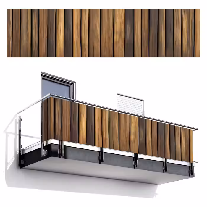 Balkonscherm - Hout - Planken - Natuurtinten