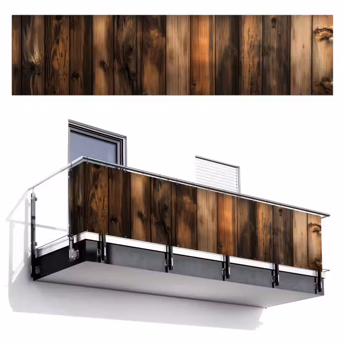 Balkonscherm - Hout - Rustiek - Donkere Planken