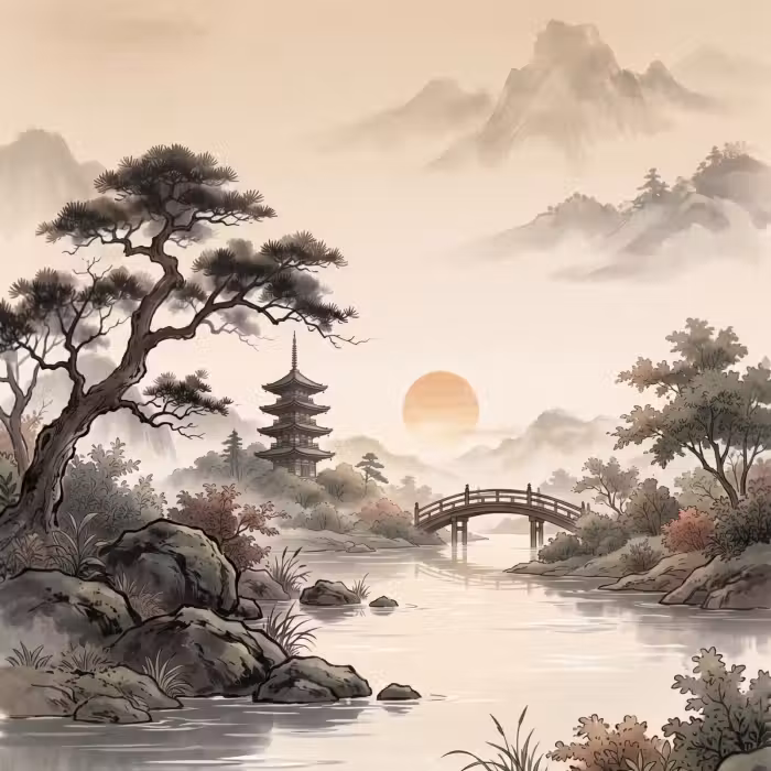 Behang - Azië - Landschap - Kleurrijk