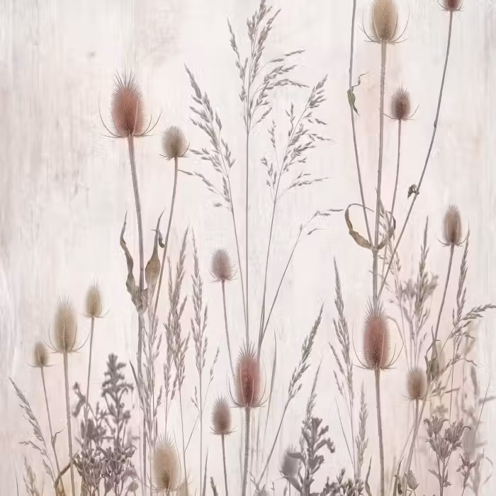 Behang - Weidebloemen - Design - Sepia