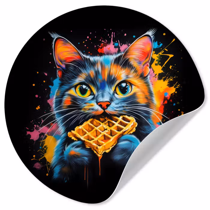 Behangcirkel - Kat - Graffiti - Kleurrijk - Wafel - Eten