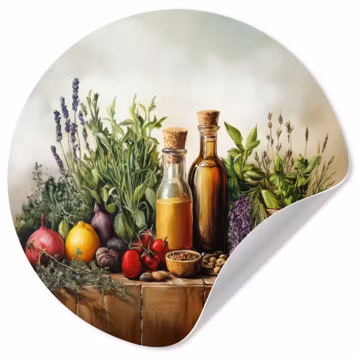 Behangcirkel - Stilleven - Kruiden - Specerijen - Fruit - Kleurrijk