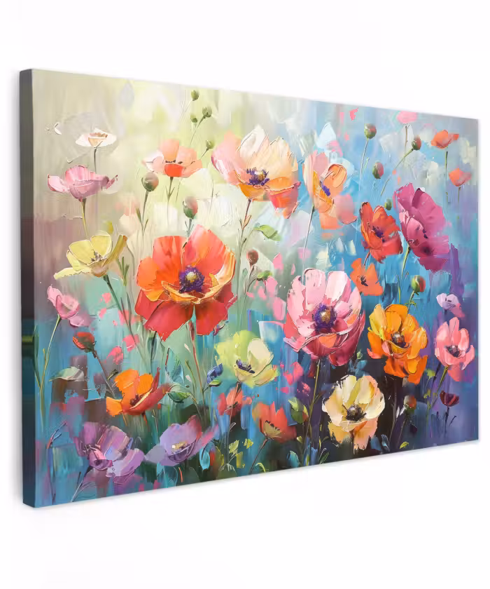 Buiten canvas - Bloemen - Kleurrijk - Waterverf - Natuur - Zomer