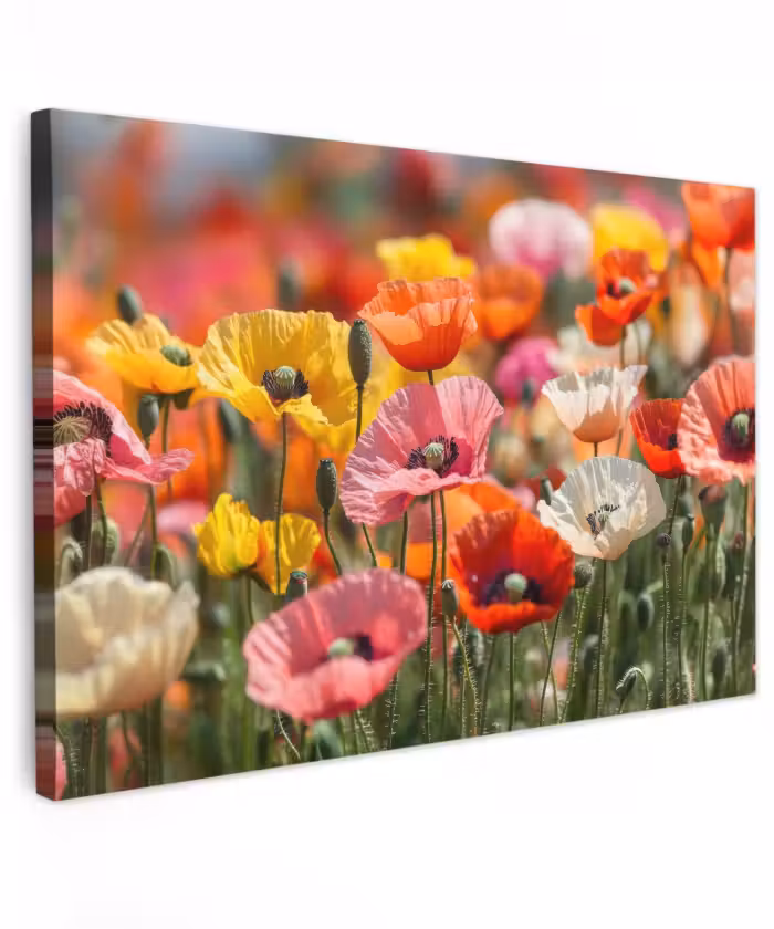 Buiten canvas - Bloemenveld - Klaprozen - Kleurrijk