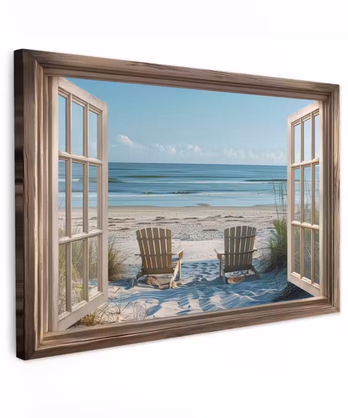 Buiten canvas - Doorkijk - Strandstoelen - Duinen - Zee - Natuur