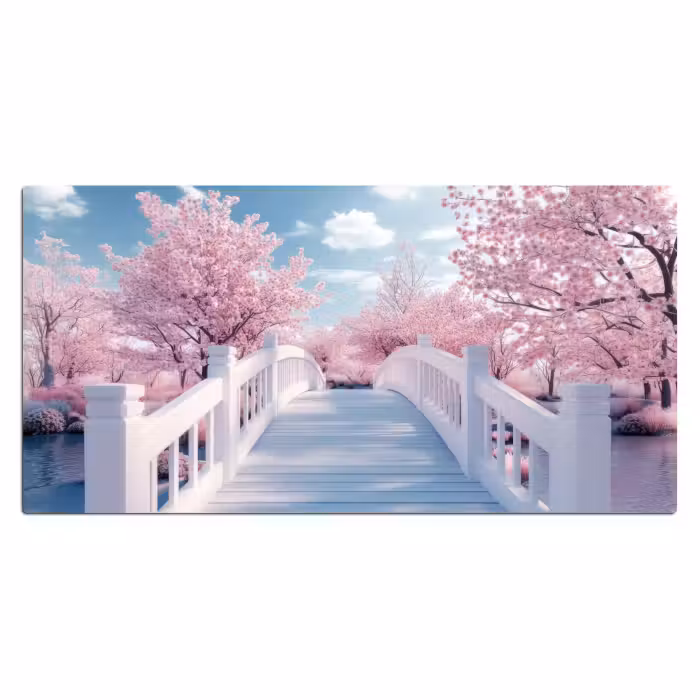 Bureau onderlegger - Brug - Kersenbomen - Wit
