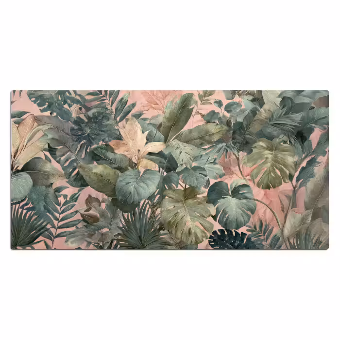 Bureau onderlegger - Compositie van bladeren - Groen - Roze