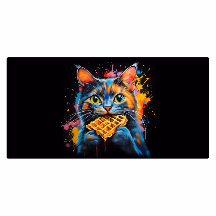 Bureau onderlegger - Kat - Graffiti - Kleurrijk - Wafel - Eten