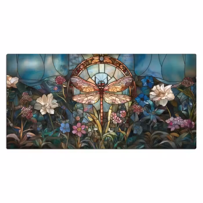 Bureau onderlegger - Libelle - Mozaïek - Bloemen - Kleurrijk