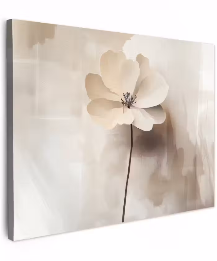 Canvas schilderij - Bloem - Beige - Verf - Schaduw