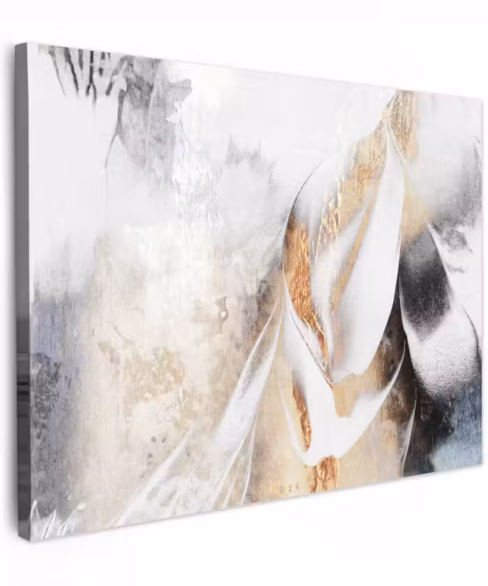 Canvas schilderij - Luxe - Abstract - Goud - Wit