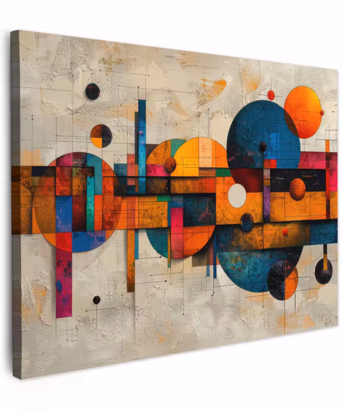 Canvas schilderij - Vintage - Moderne kunst - Oranje - Geometrische vormen