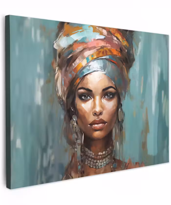 Canvas schilderij - Vrouw - Kunst - Sieraden - Portret