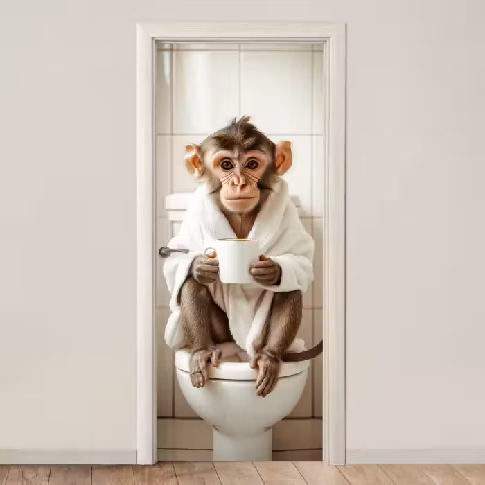 Deursticker - Aap - Modern - WC - Badjas