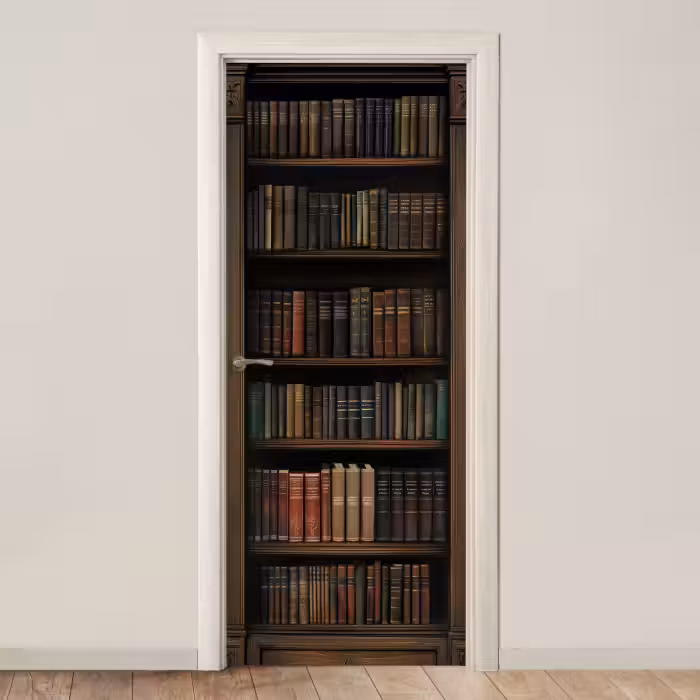 Deursticker - Boekenkast - Vintage - Bruin