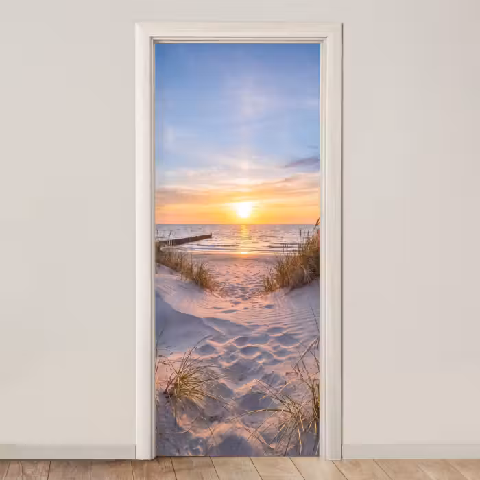 Deursticker - Strand - Zonsondergang - Natuur - Landschap