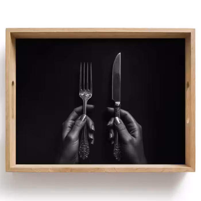 Dienblad - Bestek - Zwart - Wit