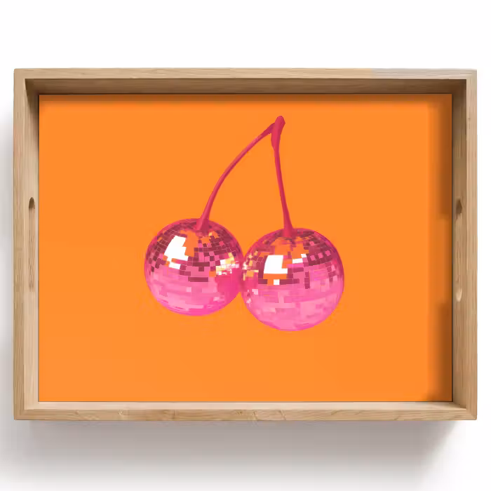 Dienblad - Discoballen - Kers - Spiegels - Roze