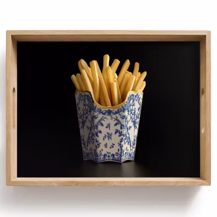 Dienblad - Friet - Porselein - Delfts blauw - Eten