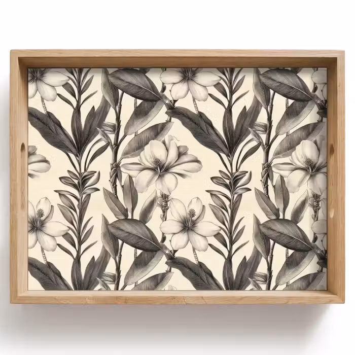 Dienblad - Klassiek - Botanisch - Zwart - Beige