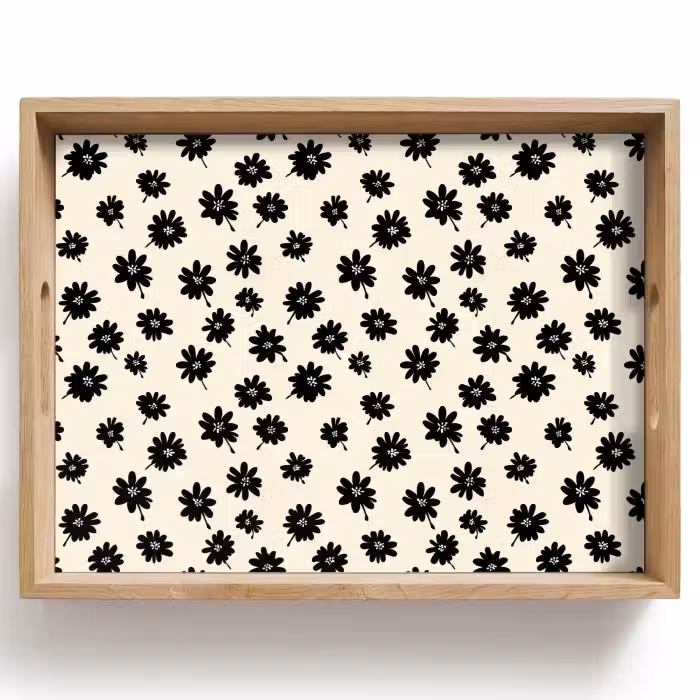 Dienblad - Madeliefjes - Grafisch - Zwart - Beige