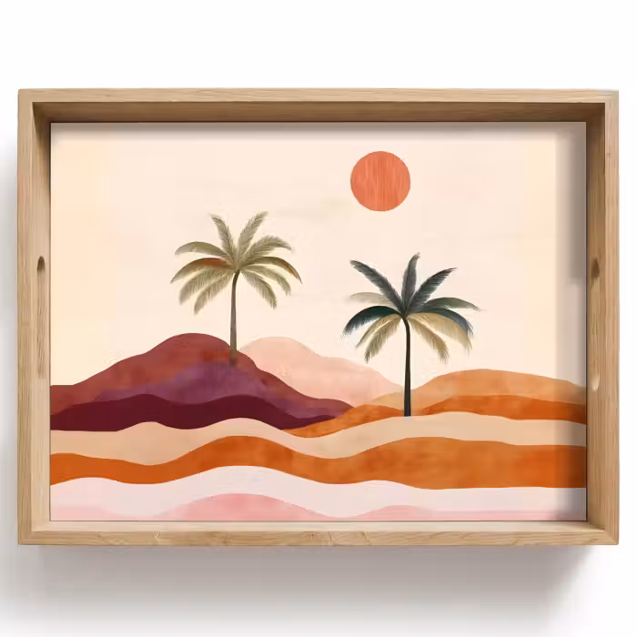 Dienblad - Palmbomen - Abstract - Zon - Heuvels